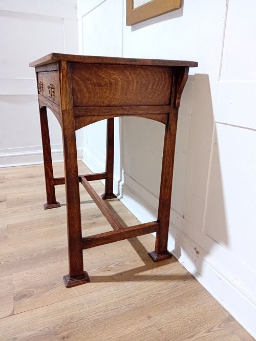 ARTS CRAFTS GLASGOW SCHOOL OAK WRITING DESK C1875 - ADDITIONAL PHOTO 2