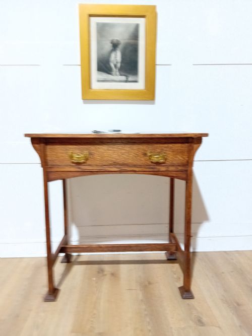 ARTS CRAFTS GLASGOW SCHOOL OAK WRITING DESK C1875 - ADDITIONAL PHOTO 3