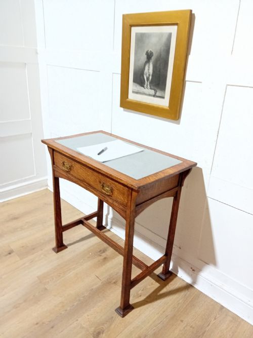 ARTS CRAFTS GLASGOW SCHOOL OAK WRITING DESK C1875 - ADDITIONAL PHOTO 4