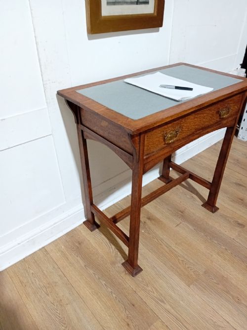 ARTS CRAFTS GLASGOW SCHOOL OAK WRITING DESK C1875 - ADDITIONAL PHOTO 5
