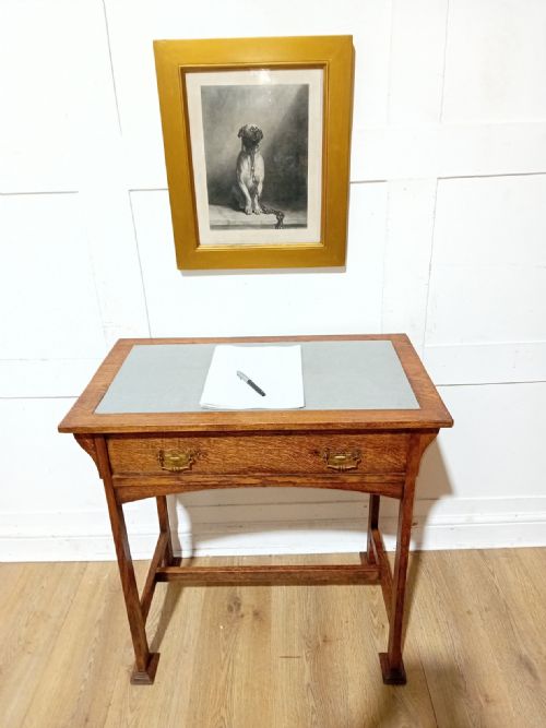ARTS CRAFTS GLASGOW SCHOOL OAK WRITING DESK C1875 - ADDITIONAL PHOTO 6