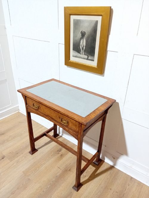 ARTS CRAFTS GLASGOW SCHOOL OAK WRITING DESK C1875 - ADDITIONAL PHOTO 7