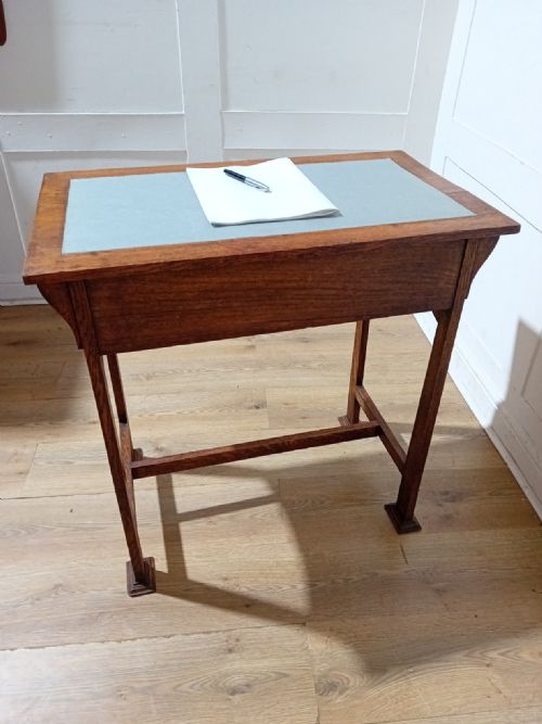 ARTS CRAFTS GLASGOW SCHOOL OAK WRITING DESK C1875 - ADDITIONAL PHOTO 8