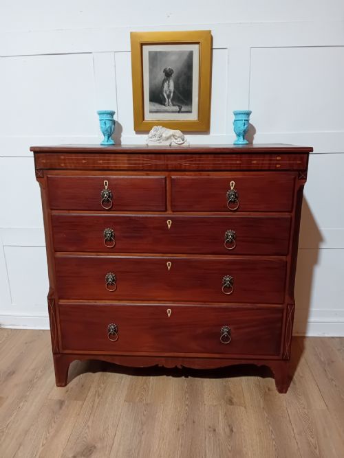 ANTIQUE GEORGE III MAHOGANY CHEST OF DRAWERS C178595 - ADDITIONAL PHOTO 4