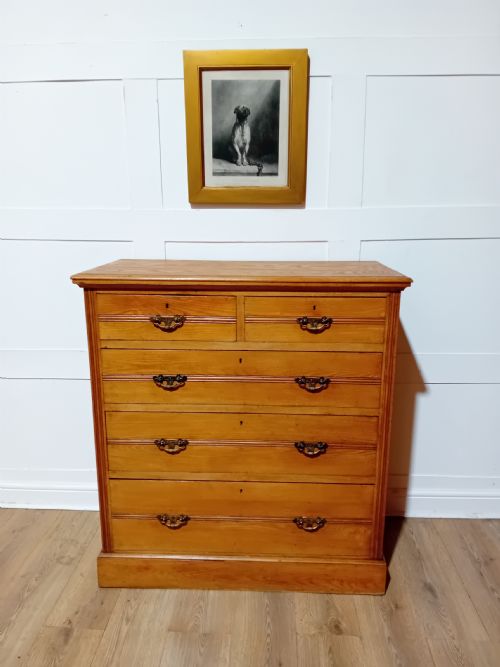 ANTIQUE ARTS CRAFTS VICTORIAN ASH CHEST OF DRAWERS C187590 - ADDITIONAL PHOTO 2