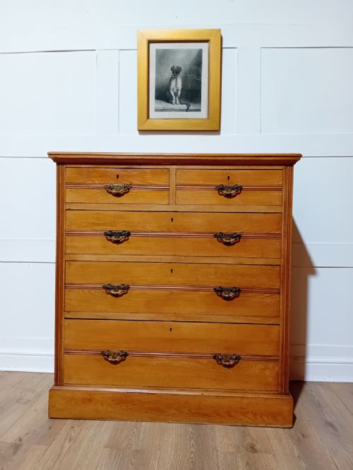 ANTIQUE ARTS CRAFTS VICTORIAN ASH CHEST OF DRAWERS C187590 - ADDITIONAL PHOTO 3