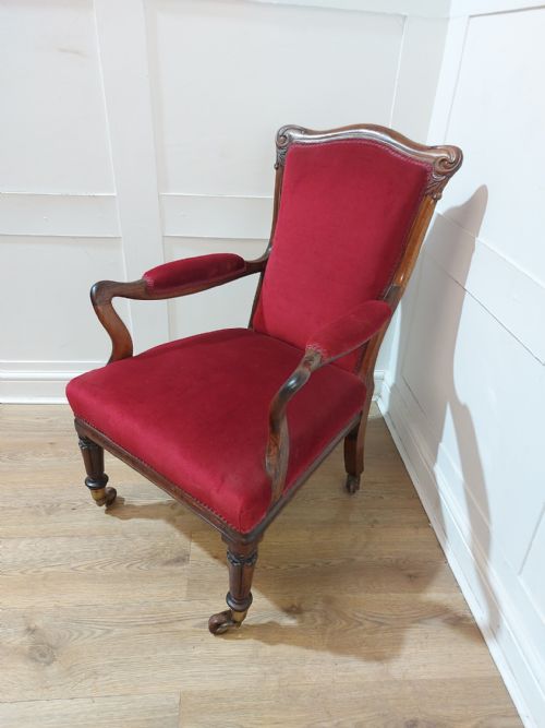 ANTIQUE VICTORIAN SOLID ROSEWOOD ELBOW CHAIR C187090 - ADDITIONAL PHOTO 3