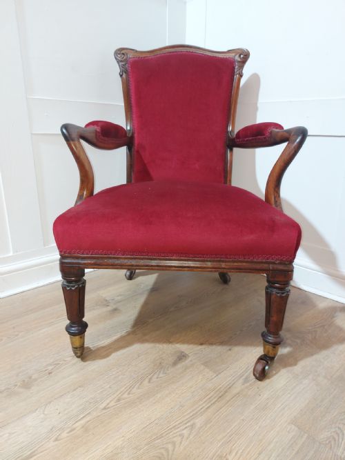 ANTIQUE VICTORIAN SOLID ROSEWOOD ELBOW CHAIR C187090 - ADDITIONAL PHOTO 5