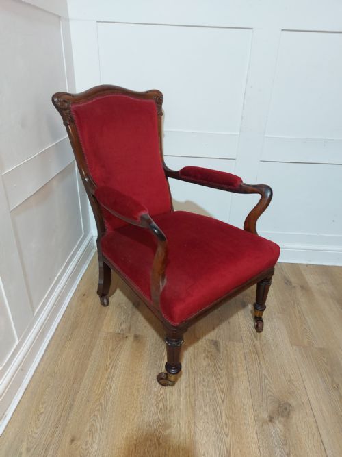 ANTIQUE VICTORIAN SOLID ROSEWOOD ELBOW CHAIR C187090 - ADDITIONAL PHOTO 6