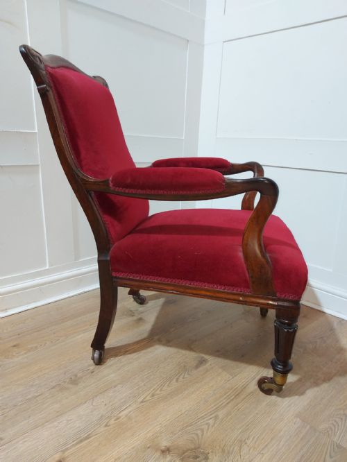 ANTIQUE VICTORIAN SOLID ROSEWOOD ELBOW CHAIR C187090 - ADDITIONAL PHOTO 9