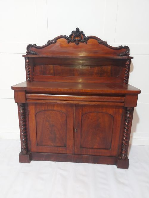 ANTIQUE VICTORIAN MAHOGANY CURL CHIFFIONIER C18801900 - ADDITIONAL PHOTO 4