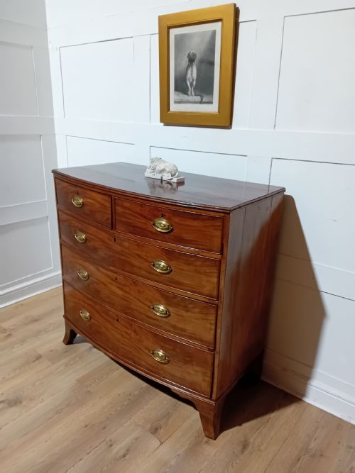 ANTIQUE REGENCY MAHOGANY BOW FRONT CHEST OF DRAWERS C181120 - ADDITIONAL PHOTO 1