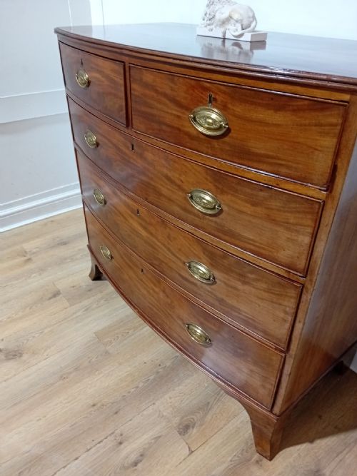 ANTIQUE REGENCY MAHOGANY BOW FRONT CHEST OF DRAWERS C181120 - ADDITIONAL PHOTO 2