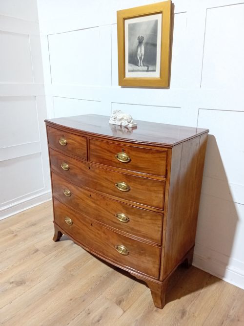 ANTIQUE REGENCY MAHOGANY BOW FRONT CHEST OF DRAWERS C181120 - ADDITIONAL PHOTO 3