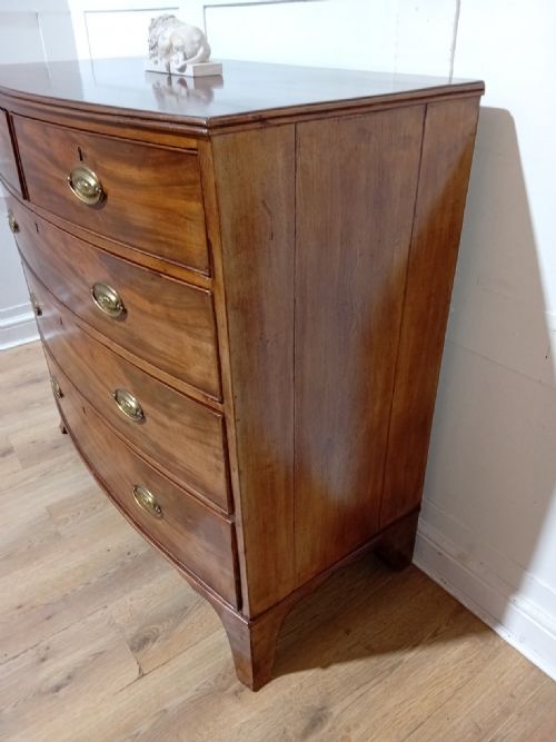 ANTIQUE REGENCY MAHOGANY BOW FRONT CHEST OF DRAWERS C181120 - ADDITIONAL PHOTO 5