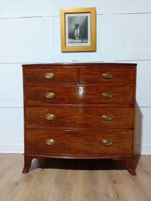 ANTIQUE REGENCY MAHOGANY BOW FRONT CHEST OF DRAWERS C181120 - ADDITIONAL PHOTO 6