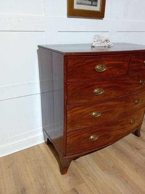 ANTIQUE REGENCY MAHOGANY BOW FRONT CHEST OF DRAWERS C181120 - ADDITIONAL PHOTO 7