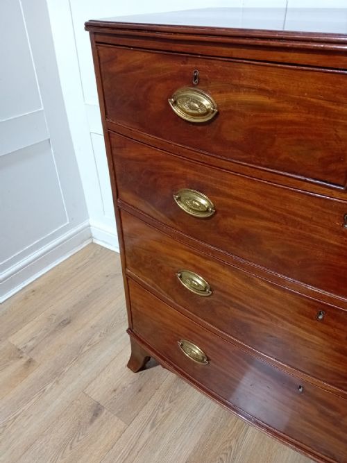 ANTIQUE REGENCY MAHOGANY BOW FRONT CHEST OF DRAWERS C181120 - ADDITIONAL PHOTO 8