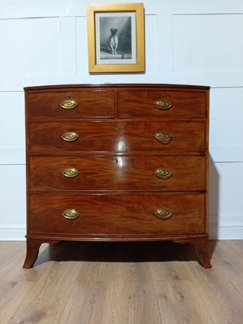ANTIQUE REGENCY MAHOGANY BOW FRONT CHEST OF DRAWERS C181120 - ADDITIONAL PHOTO 11
