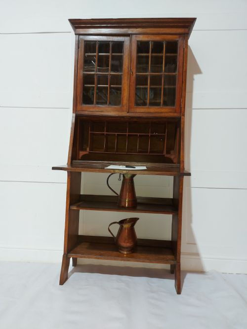 ARTS CRAFTS HARRIS LEBUS OAK BUREAU BOOKCASE C18801900 - ADDITIONAL PHOTO 3