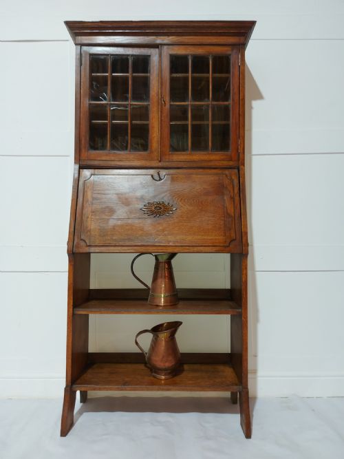 ARTS CRAFTS HARRIS LEBUS OAK BUREAU BOOKCASE C18801900 - ADDITIONAL PHOTO 7