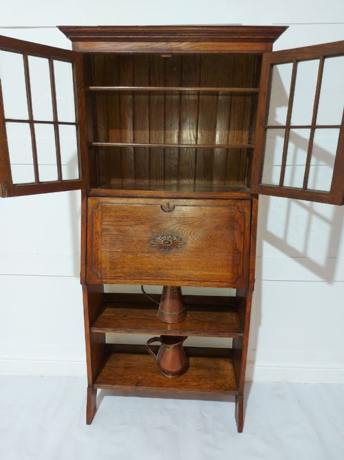 ARTS CRAFTS HARRIS LEBUS OAK BUREAU BOOKCASE C18801900 - ADDITIONAL PHOTO 9