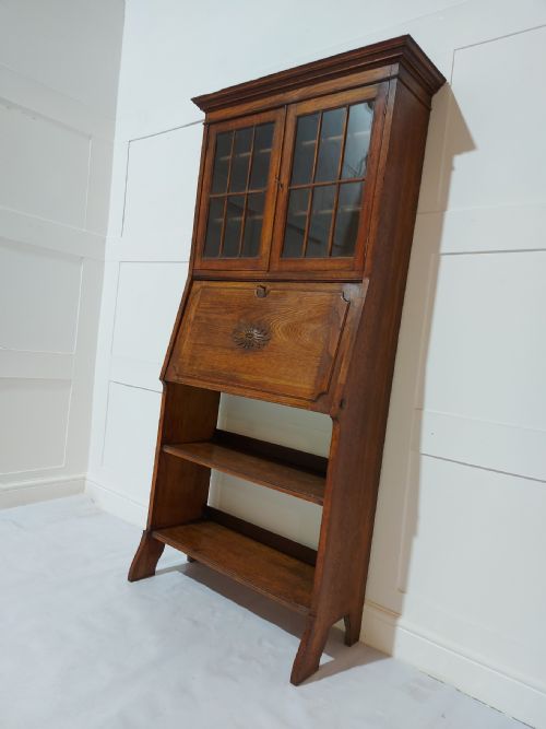 ARTS CRAFTS HARRIS LEBUS OAK BUREAU BOOKCASE C18801900 - ADDITIONAL PHOTO 14