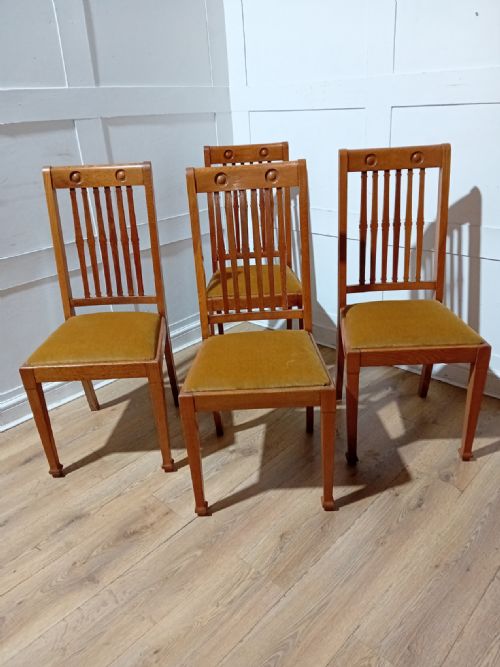 SHAPLAND AND PETTER ARTS CRAFTS OAK SET OF 4 CHAIRS C1900 - ADDITIONAL PHOTO 2