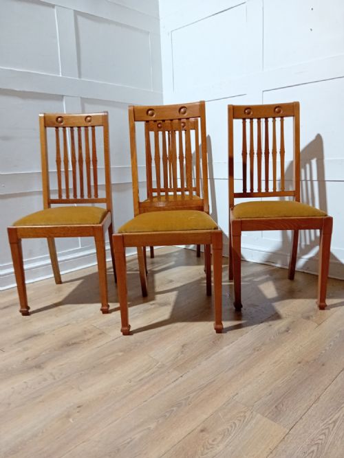 SHAPLAND AND PETTER ARTS CRAFTS OAK SET OF 4 CHAIRS C1900 - ADDITIONAL PHOTO 4