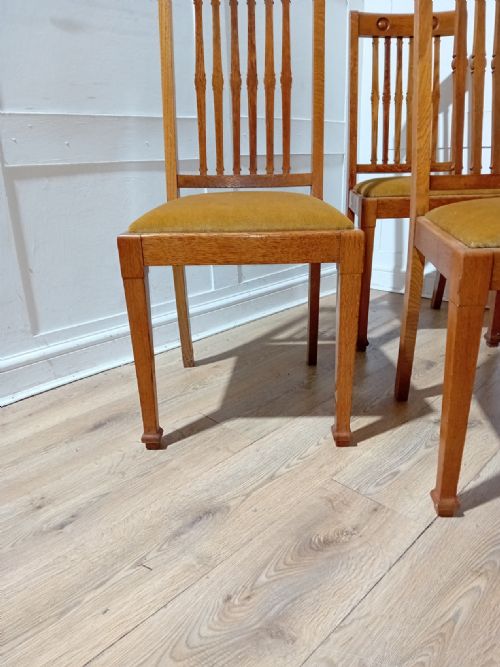 SHAPLAND AND PETTER ARTS CRAFTS OAK SET OF 4 CHAIRS C1900 - ADDITIONAL PHOTO 5