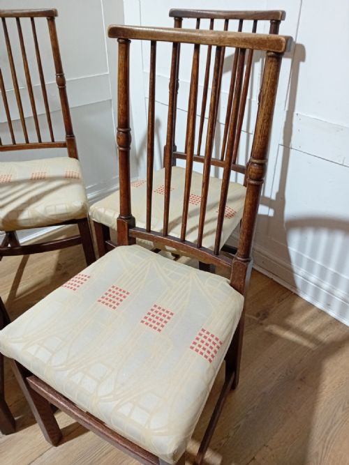LIBERTY CO SET OF 4 CHARLES BEVAN OAK CHAIRS ARTS CRAFTS - ADDITIONAL PHOTO 1