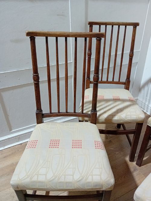 LIBERTY CO SET OF 4 CHARLES BEVAN OAK CHAIRS ARTS CRAFTS - ADDITIONAL PHOTO 3