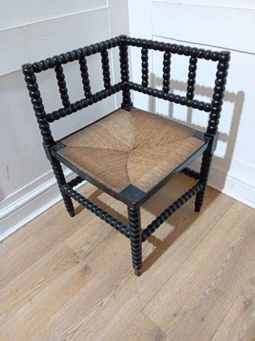 LIBERTY OF LONDON ARTS CRAFTS BOBBIN TURNED CORNER CHAIR C1880 - ADDITIONAL PHOTO 1