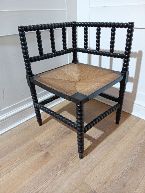 LIBERTY OF LONDON ARTS CRAFTS BOBBIN TURNED CORNER CHAIR C1880 - ADDITIONAL PHOTO 2