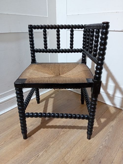 LIBERTY OF LONDON ARTS CRAFTS BOBBIN TURNED CORNER CHAIR C1880 - ADDITIONAL PHOTO 3