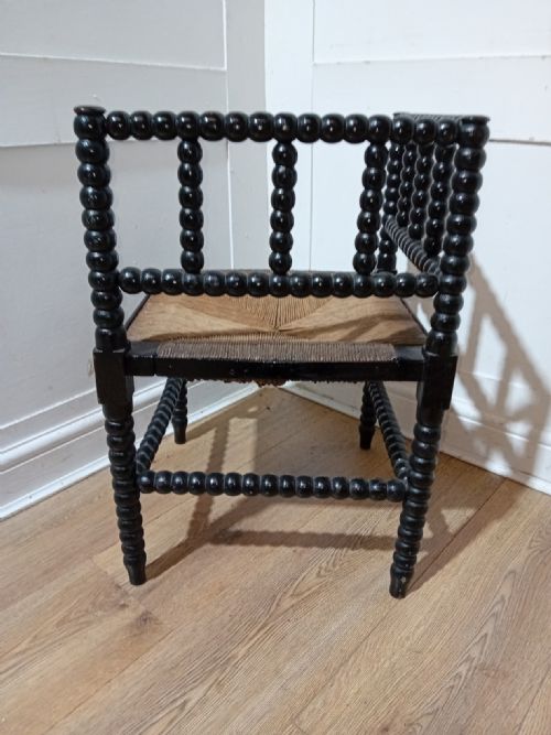 LIBERTY OF LONDON ARTS CRAFTS BOBBIN TURNED CORNER CHAIR C1880 - ADDITIONAL PHOTO 4