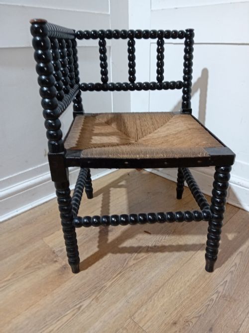 LIBERTY OF LONDON ARTS CRAFTS BOBBIN TURNED CORNER CHAIR C1880 - ADDITIONAL PHOTO 6