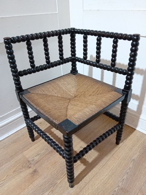 LIBERTY OF LONDON ARTS CRAFTS BOBBIN TURNED CORNER CHAIR C1880 - ADDITIONAL PHOTO 8