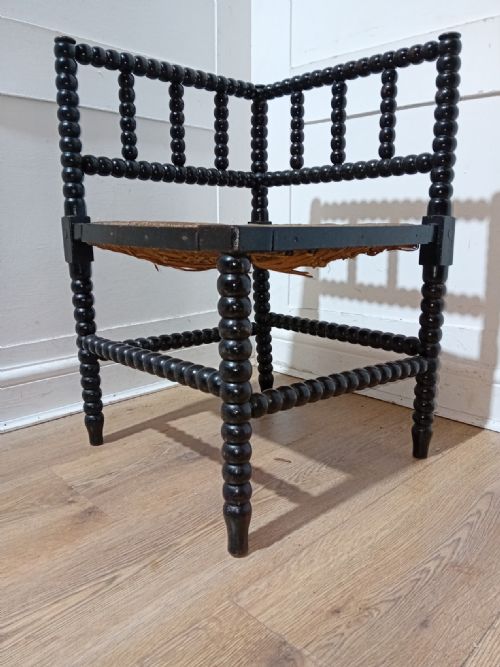 LIBERTY OF LONDON ARTS CRAFTS BOBBIN TURNED CORNER CHAIR C1880 - ADDITIONAL PHOTO 9