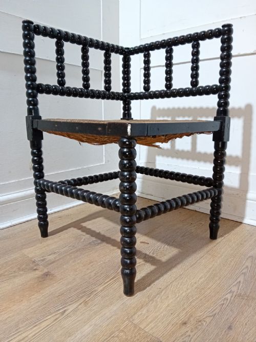 LIBERTY OF LONDON ARTS CRAFTS BOBBIN TURNED CORNER CHAIR C1880 - ADDITIONAL PHOTO 10