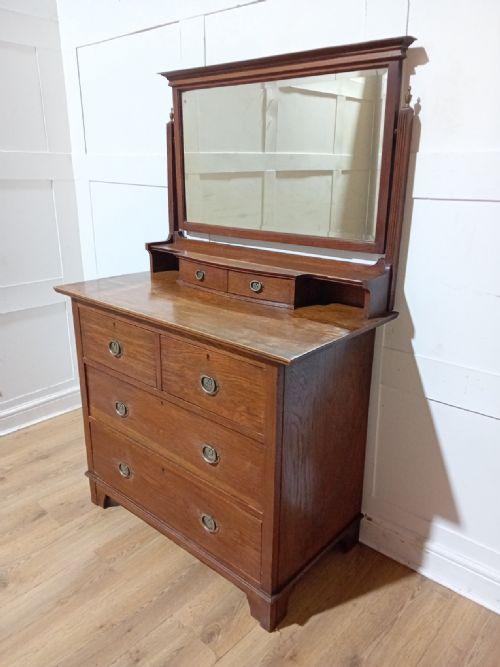 ARTS CRAFTS HARRIS LEBUS OF LONDON OAK DRESSING CHEST C18801900 - ADDITIONAL PHOTO 3