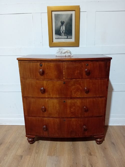ANTIQUE WILLIAM IV BOW FRONT CHEST OF DRAWERS C183037 - ADDITIONAL PHOTO 2
