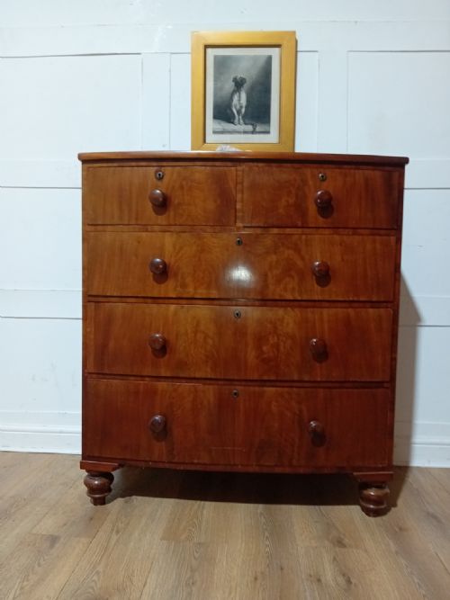 ANTIQUE WILLIAM IV BOW FRONT CHEST OF DRAWERS C183037 - ADDITIONAL PHOTO 7