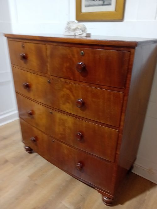 ANTIQUE WILLIAM IV BOW FRONT CHEST OF DRAWERS C183037 - ADDITIONAL PHOTO 8