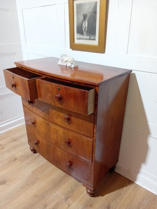 ANTIQUE WILLIAM IV BOW FRONT CHEST OF DRAWERS C183037 - ADDITIONAL PHOTO 9