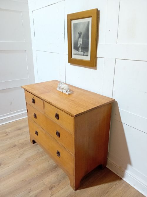 ANTIQUE ARTS CRAFTS GEORGE V OAK CHEST OF DRAWERS C191020 - ADDITIONAL PHOTO 1