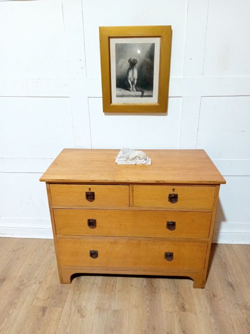 ANTIQUE ARTS CRAFTS GEORGE V OAK CHEST OF DRAWERS C191020 - ADDITIONAL PHOTO 3
