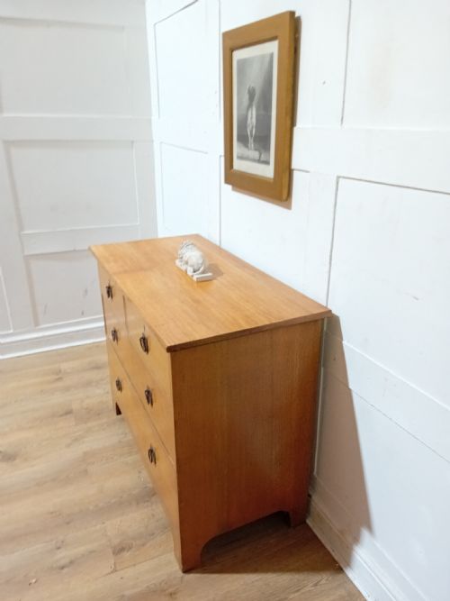 ANTIQUE ARTS CRAFTS GEORGE V OAK CHEST OF DRAWERS C191020 - ADDITIONAL PHOTO 4