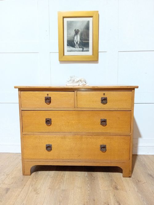 ANTIQUE ARTS CRAFTS GEORGE V OAK CHEST OF DRAWERS C191020 - ADDITIONAL PHOTO 5