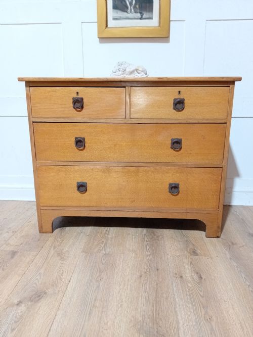 ANTIQUE ARTS CRAFTS GEORGE V OAK CHEST OF DRAWERS C191020 - ADDITIONAL PHOTO 6